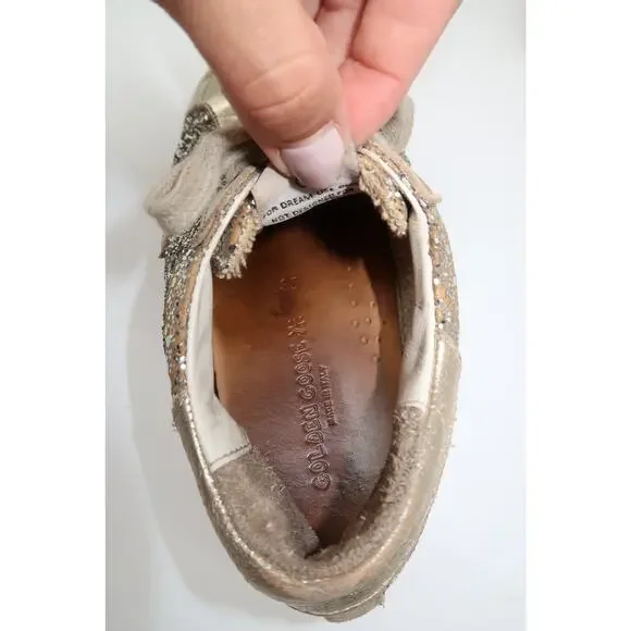 Golden Goose Superstar Sneaker Gold Leather Glitter Size 35 - Picture 9 of 11